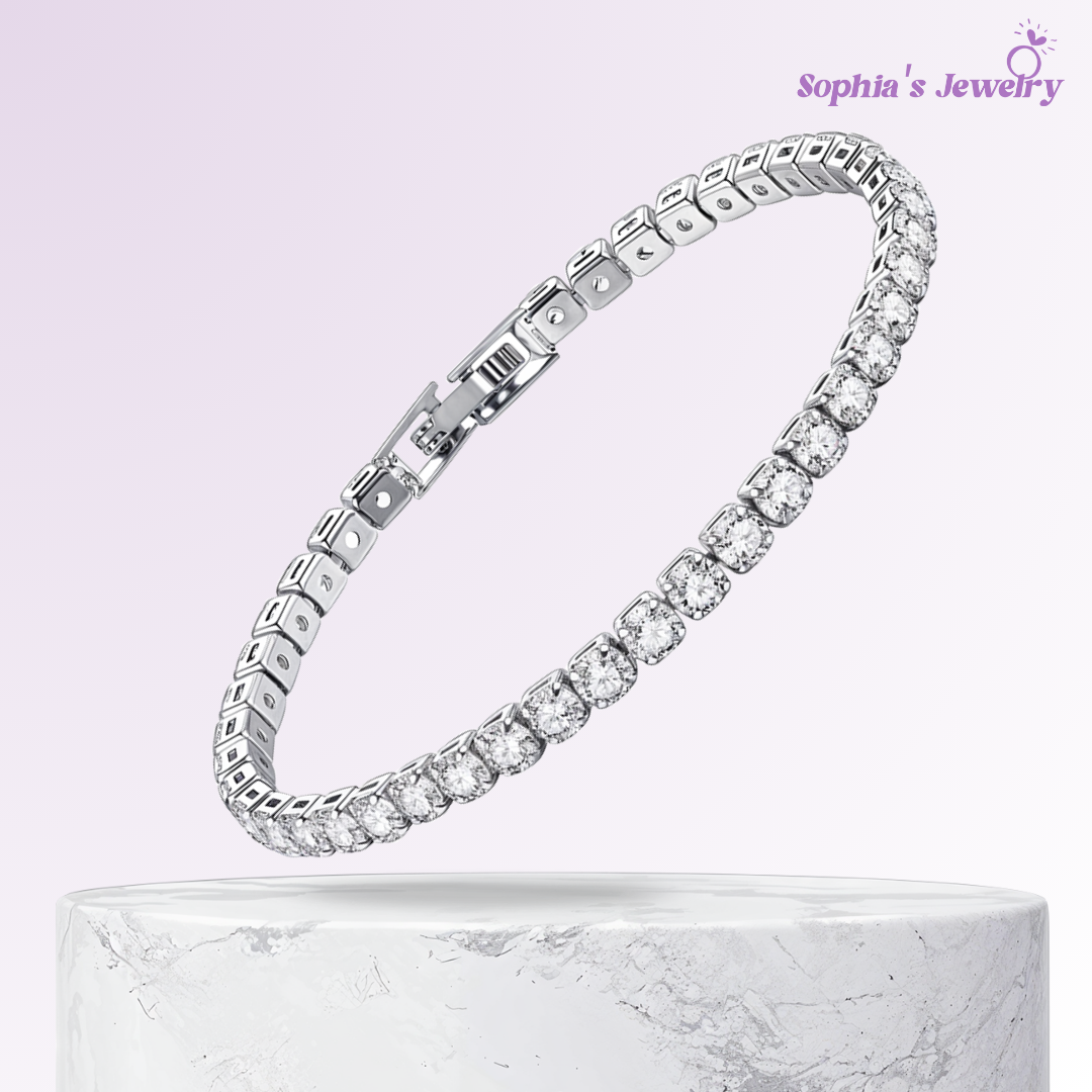 Luminara | Platinum Brilliant Diamond Tennis | Silver Bracelet