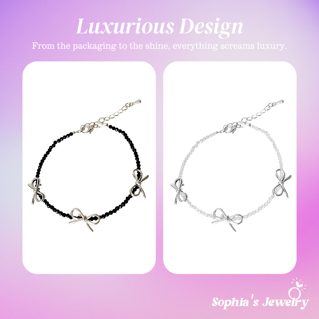 Flora | Delicate Bow Ribbon Charms | Silver Bracelet