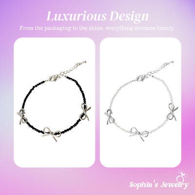 Flora | Delicate Bow Ribbon Charms | Silver Bracelet