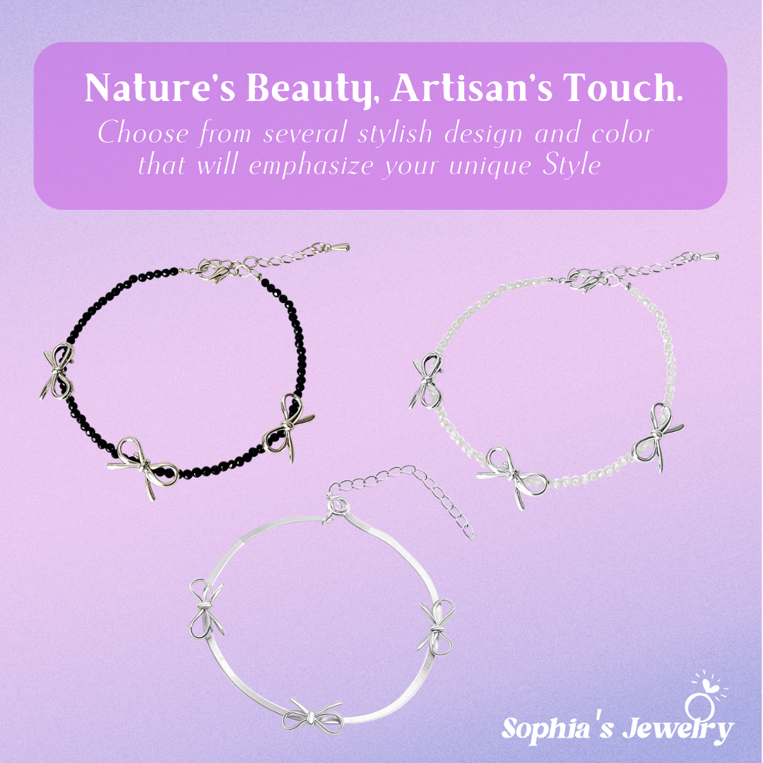Flora | Delicate Bow Ribbon Charms | Silver Bracelet