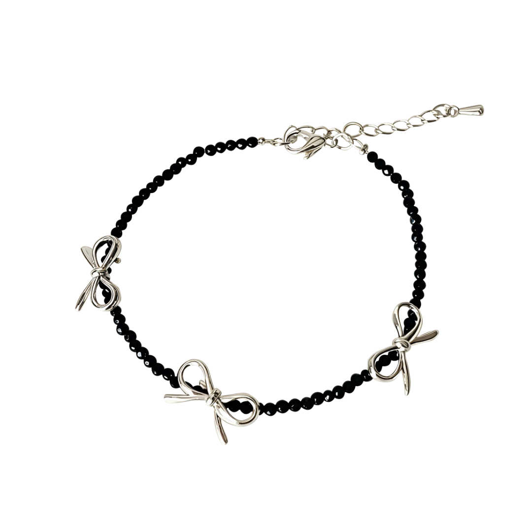 Flora | Delicate Bow Ribbon Charms | Silver Bracelet