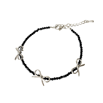 Flora | Delicate Bow Ribbon Charms | Silver Bracelet