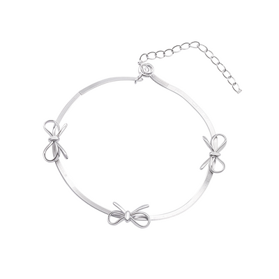 Flora | Delicate Bow Ribbon Charms | Silver Bracelet