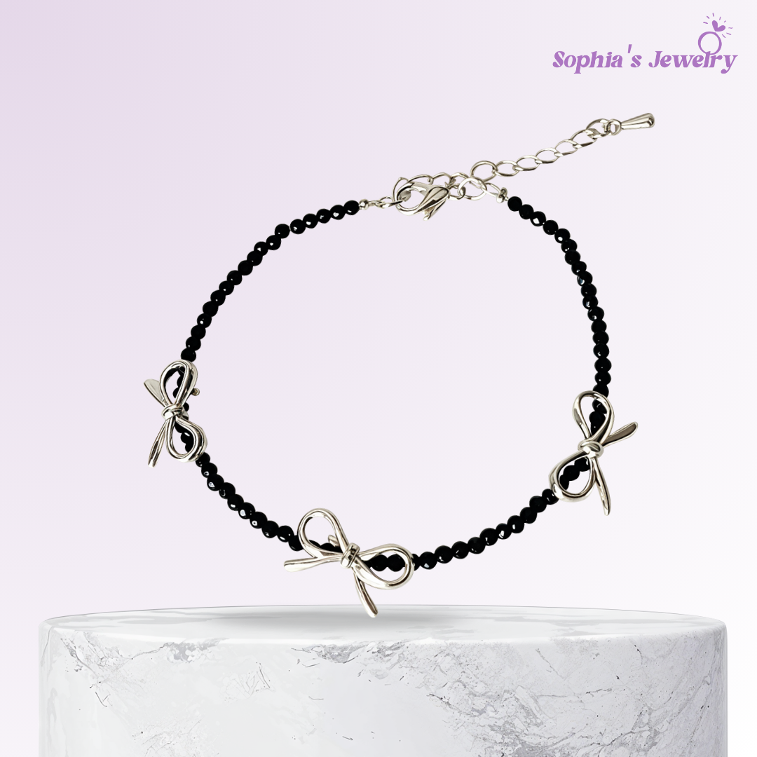 Flora | Delicate Bow Ribbon Charms | Silver Bracelet