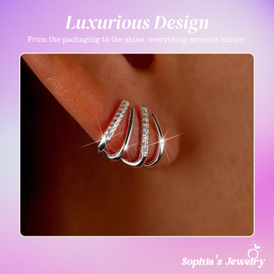 Sena | Curved Hoop Sparkle | Silver Earrings