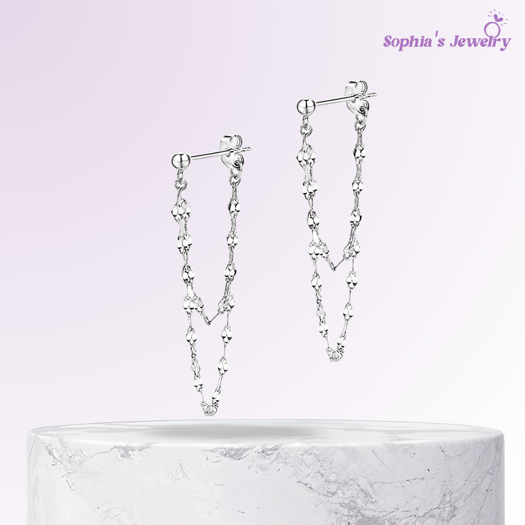 Lisa | Elegant Chain Drop | Silver Earrings
