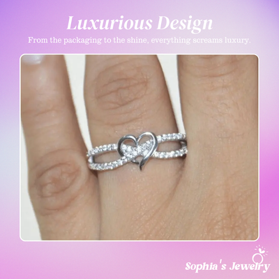 Tracy | Intertwined Heart Sparkle | Silver Ring