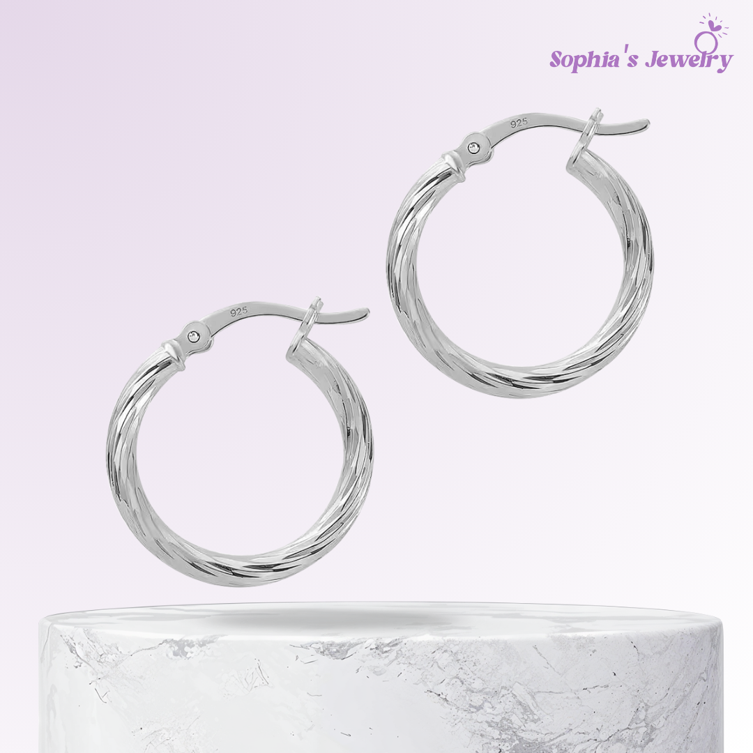 Ruth | Textured Sterling Hoop | Silver Earrings