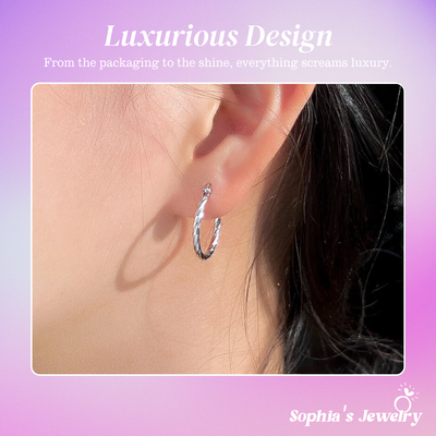 Ruth | Textured Sterling Hoop | Silver Earrings