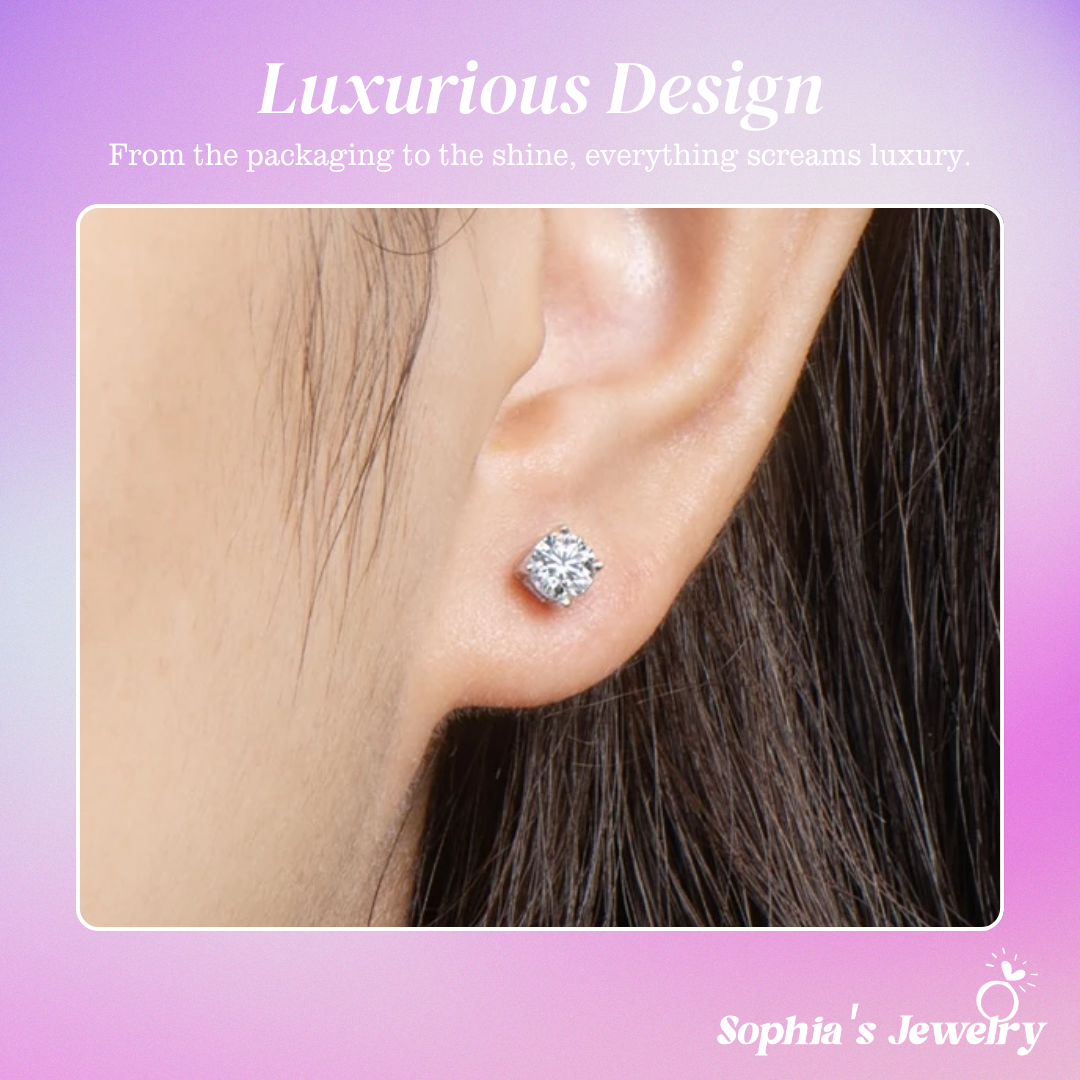 Rowena | Classic Crystal Stud | Silver Earrings