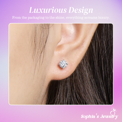 Rowena | Classic Crystal Stud | Silver Earrings
