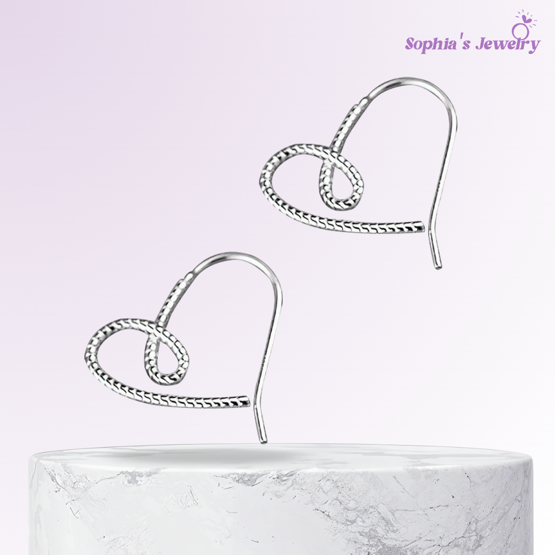 Margie | Romantic Heart Hook | Silver Earrings