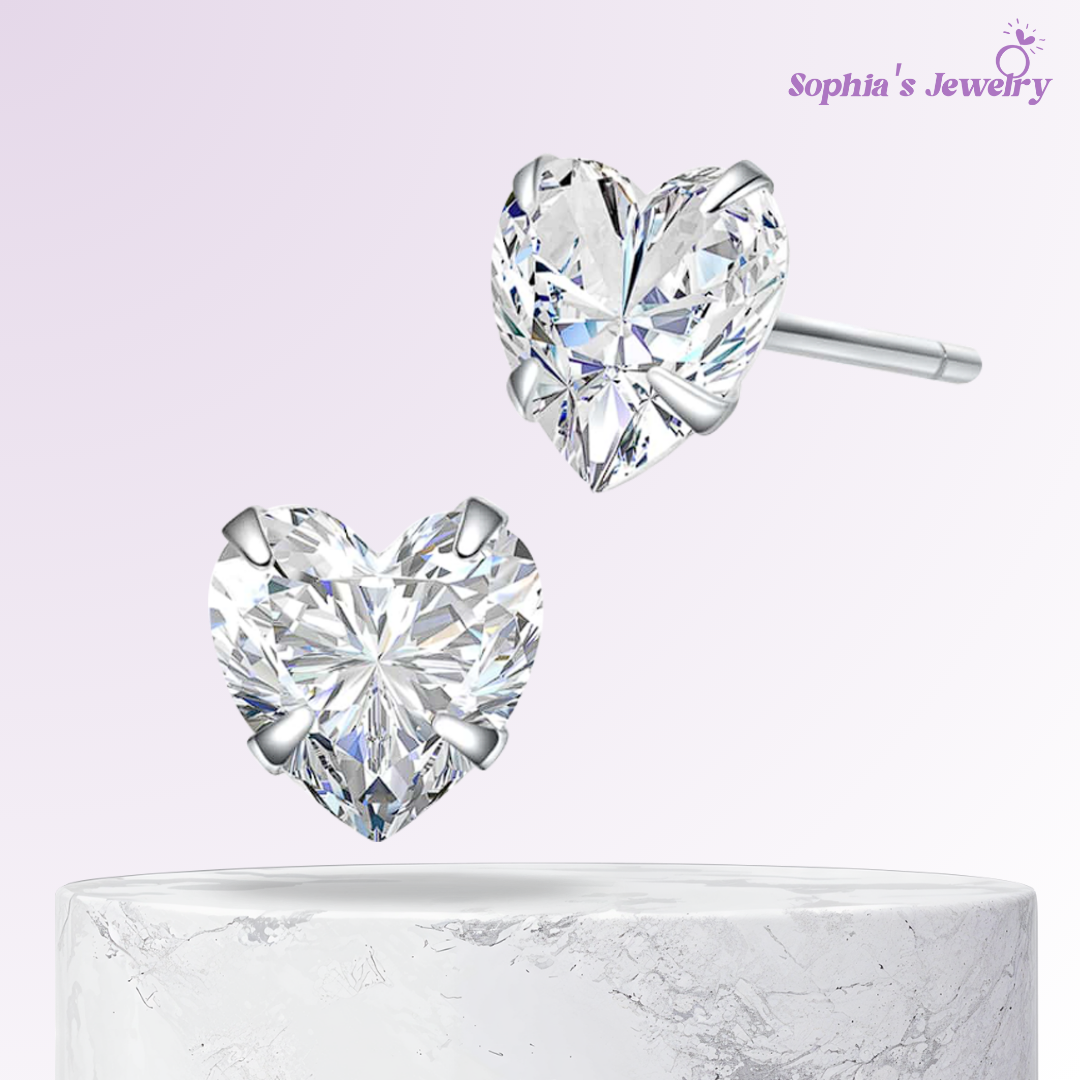 Teresa | Heart Delicate Glamour | Silver Earrings