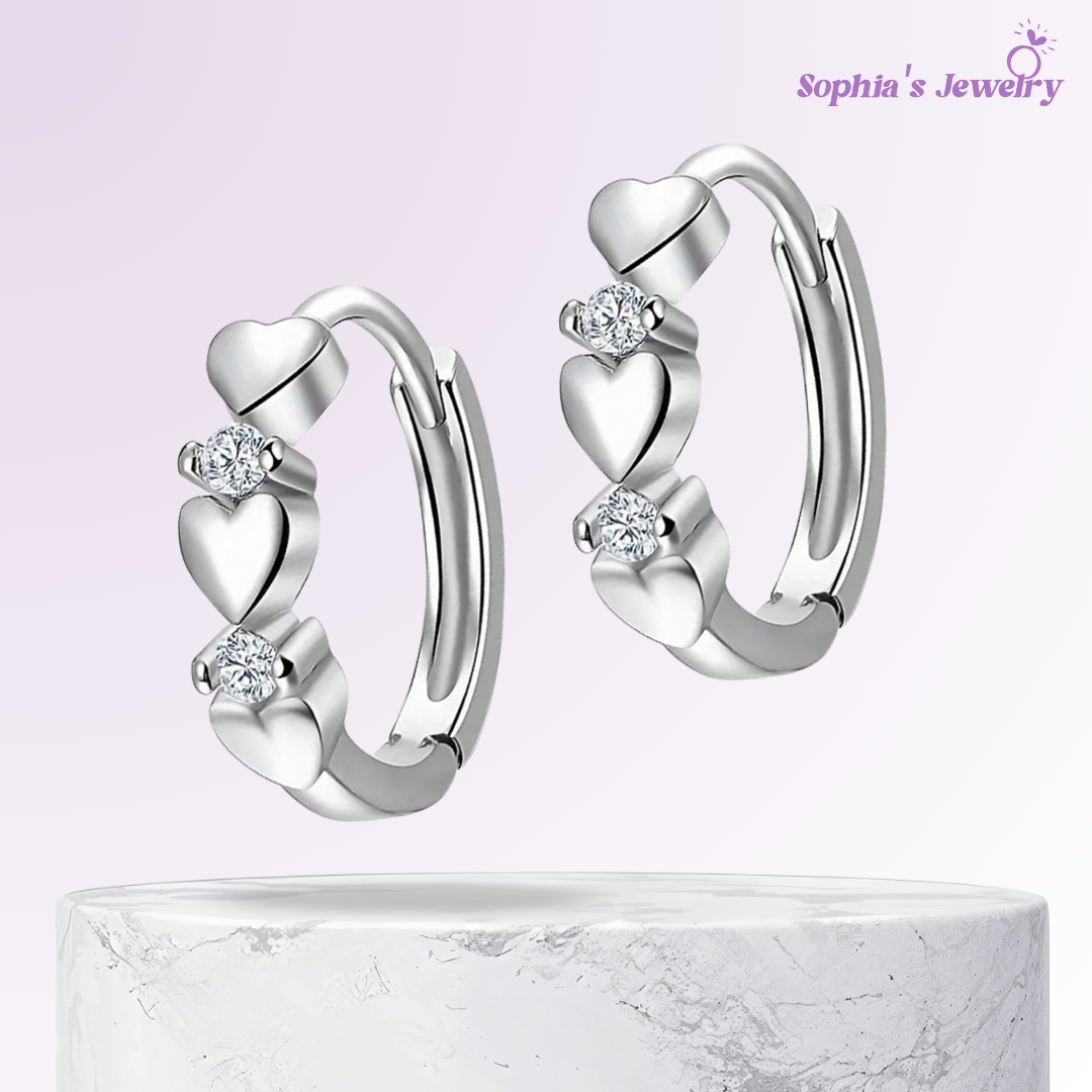 Vikie | Elegant Heart Hoop | Silver Earrings
