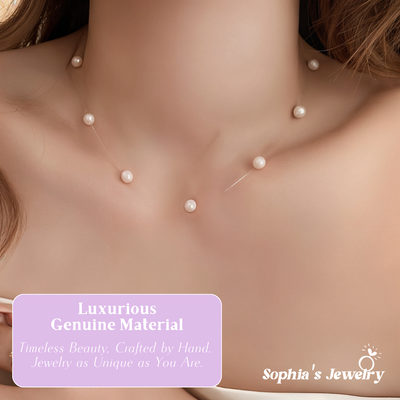 Elise | Minimalist Chic Floating Pearl | Silver Necklace