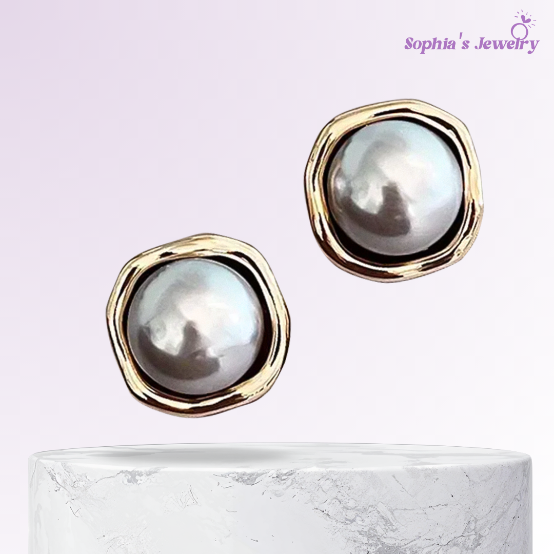 Faye | Black Pearl | Silver Earring