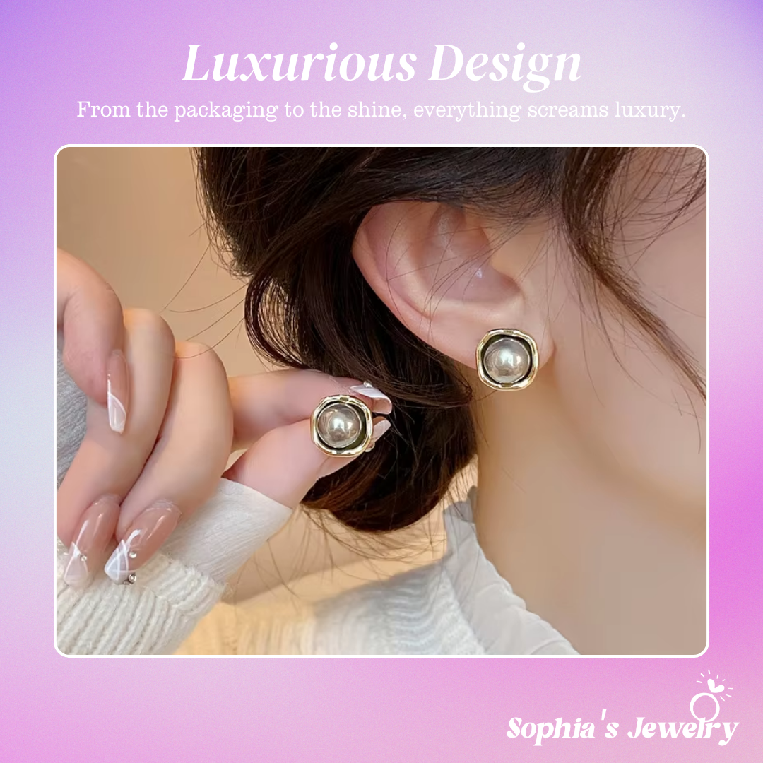 Faye | Black Pearl | Silver Earring
