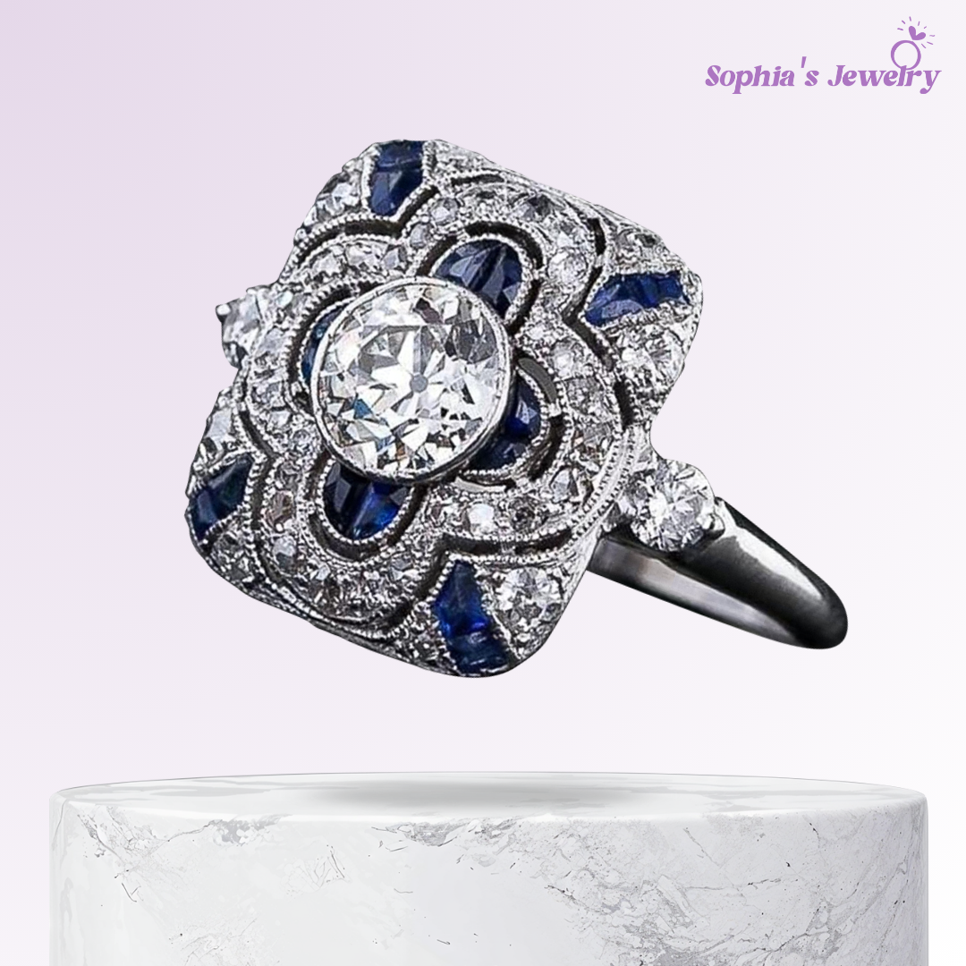 Thea | Vintage Blue Zirconia | Silver Ring