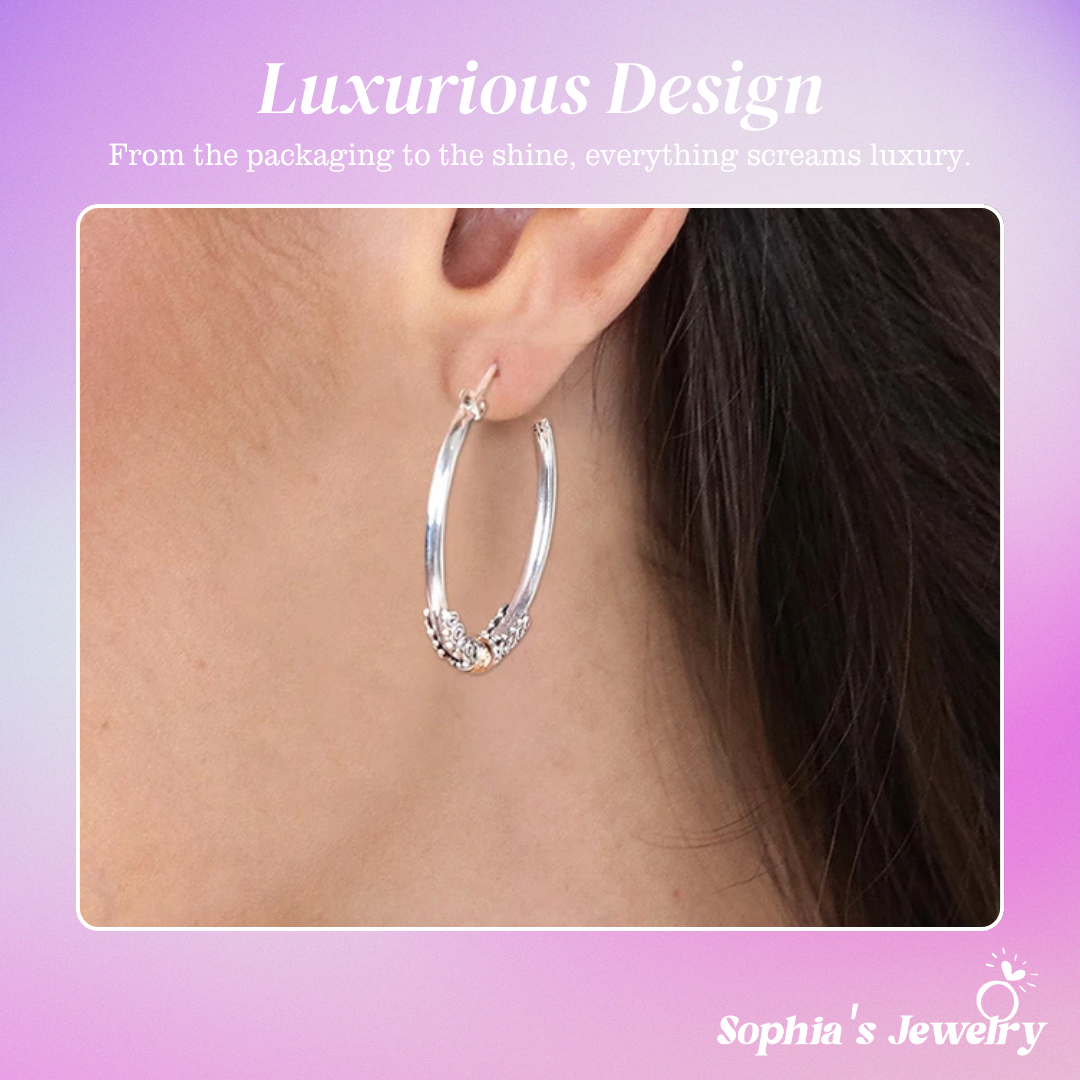 Valeria | Vintage Carved Hoop | Silver Earrings