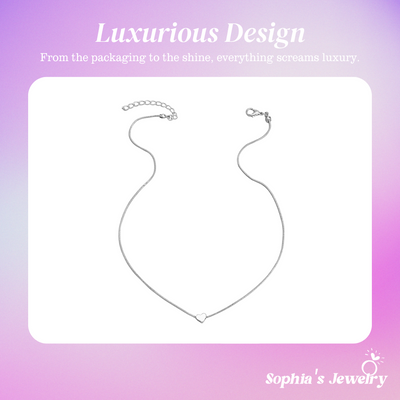 CelestialLove | Elegant Snake Chain with Heart Pendant | Silver Necklace