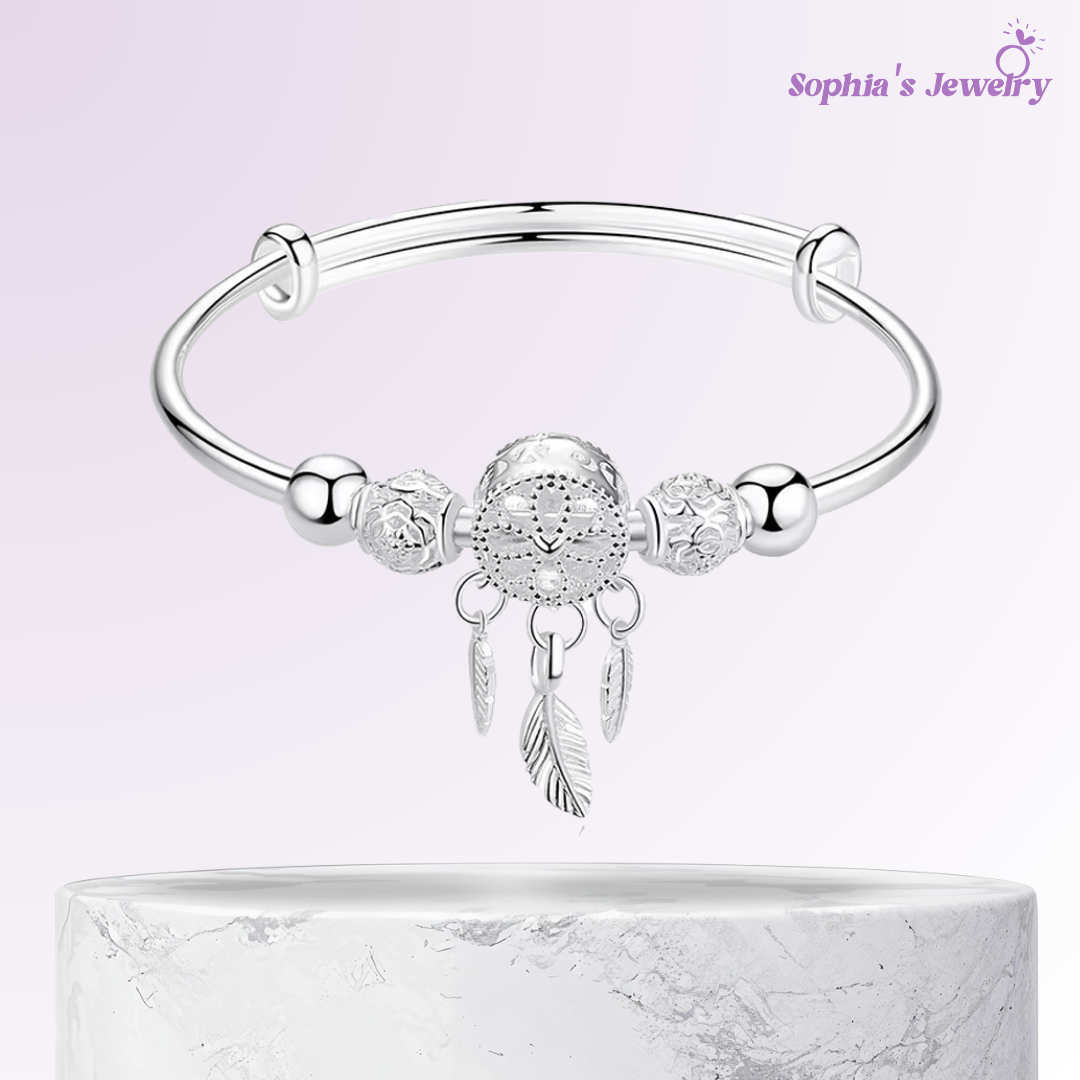 Adriana | Triple Leaf Charm | Silver Bracelet