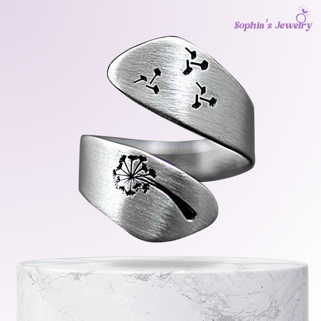 Agnes | Carved Dandelion | Silver Ring