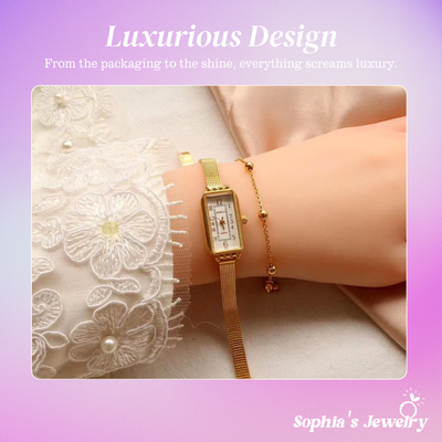 Celina | Rectangle Dial Women’s Mesh Watch