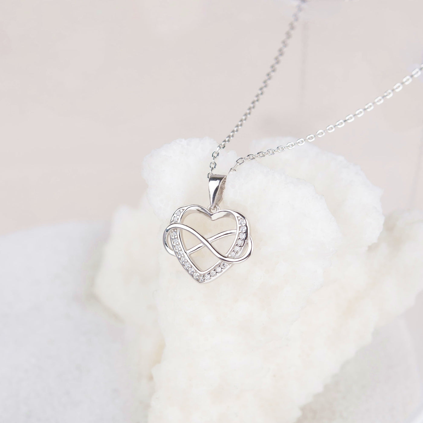 Denise | Sparkling Infinity Heart | Silver Necklace