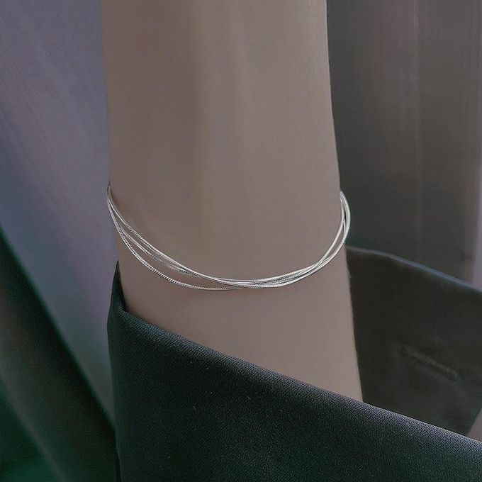 Amari | Elegant 3 Layer Snake Bone | Silver Bracelet