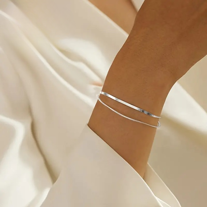 Cynthia | Snake Double Chain | Silver Bracelet
