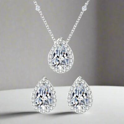 Veronica | Pear-Shaped Sparkle | Silver Jewelry Set