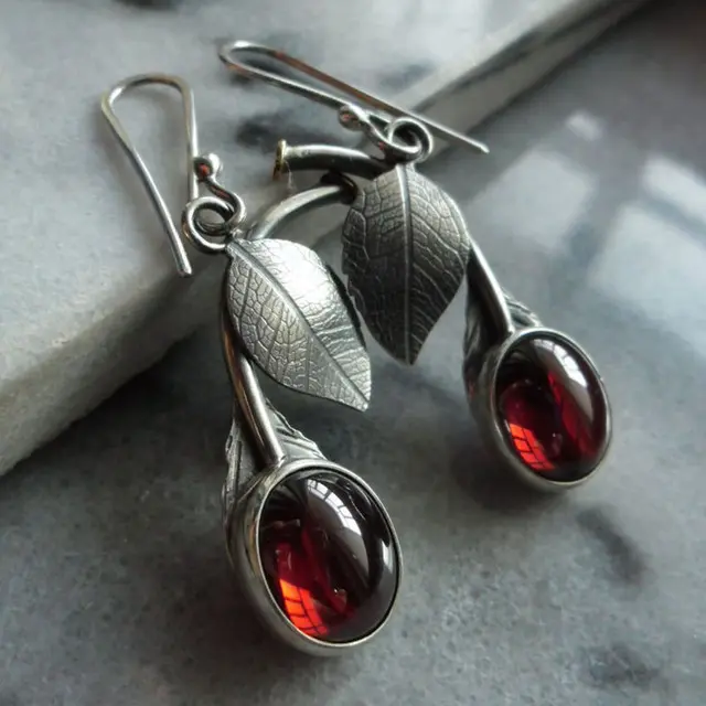 Francesca | Scarlet Boho Drops | Silver Earrings