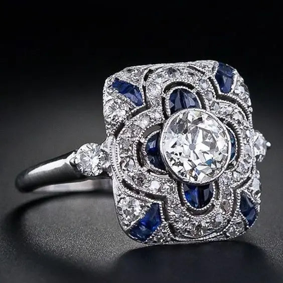 Thea | Vintage Blue Zirconia | Silver Ring
