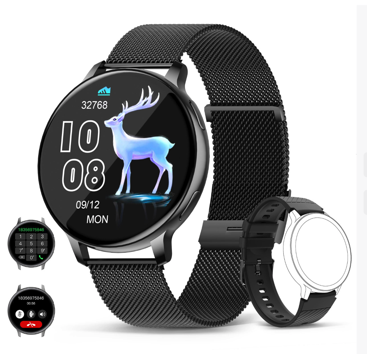 Viona | Waterproof Round Smartwatch with Fitness & Health Tracking
