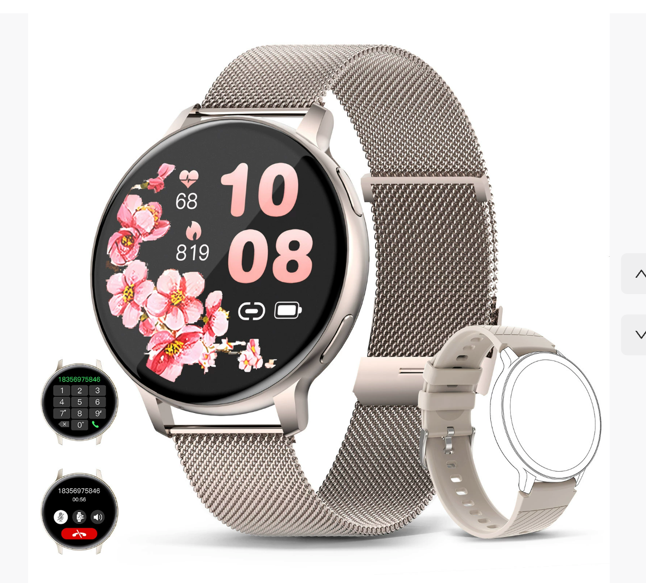 Viona | Waterproof Round Smartwatch with Fitness & Health Tracking