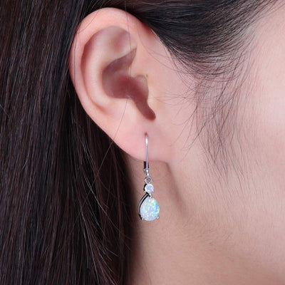 Barbara | Elegant Opal Drop | Silver Earrings
