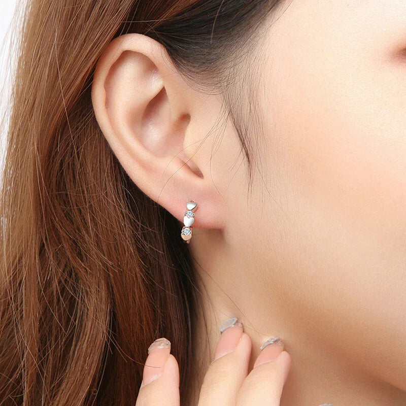 Vikie | Elegant Heart Hoop | Silver Earrings